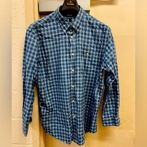 Orvis men’s long sleeve button down shirt. Blue plaid men’s size XL